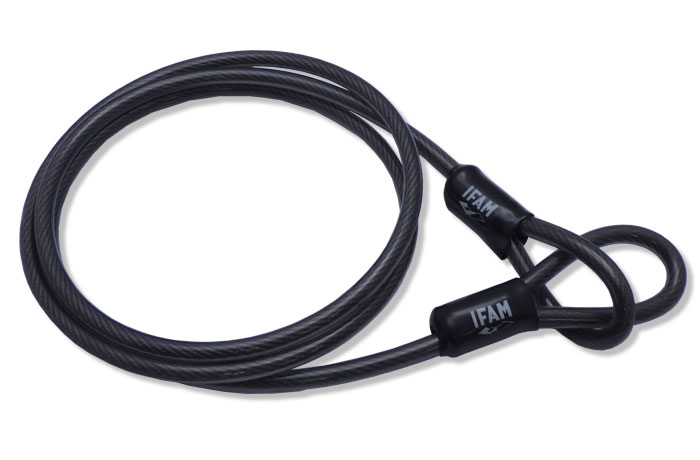 Ifam XL200. Câble de sécurité enduit de vinyle 2 mètre double boucle 10 mm Dia 