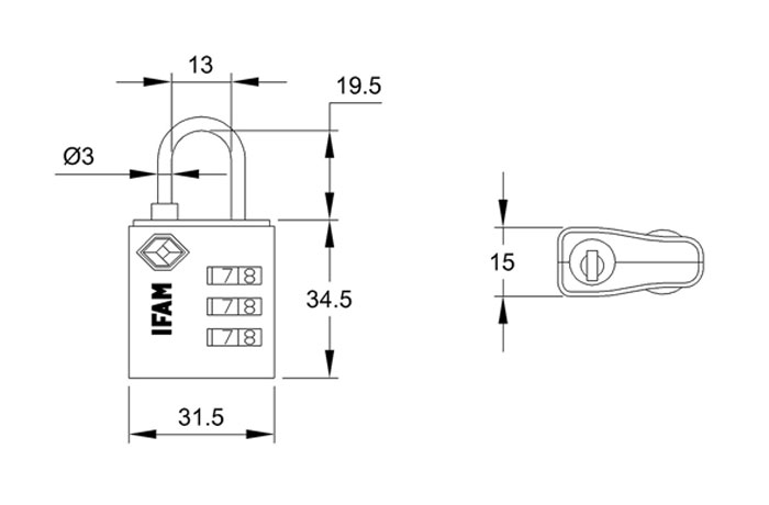IFAM Combi30 Combination Padlock Metal Aluminum Green